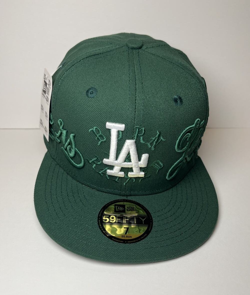 New Era 59FIFTY Los Angeles Dodgers Script Script Fitted Hat Dark Green Size 7